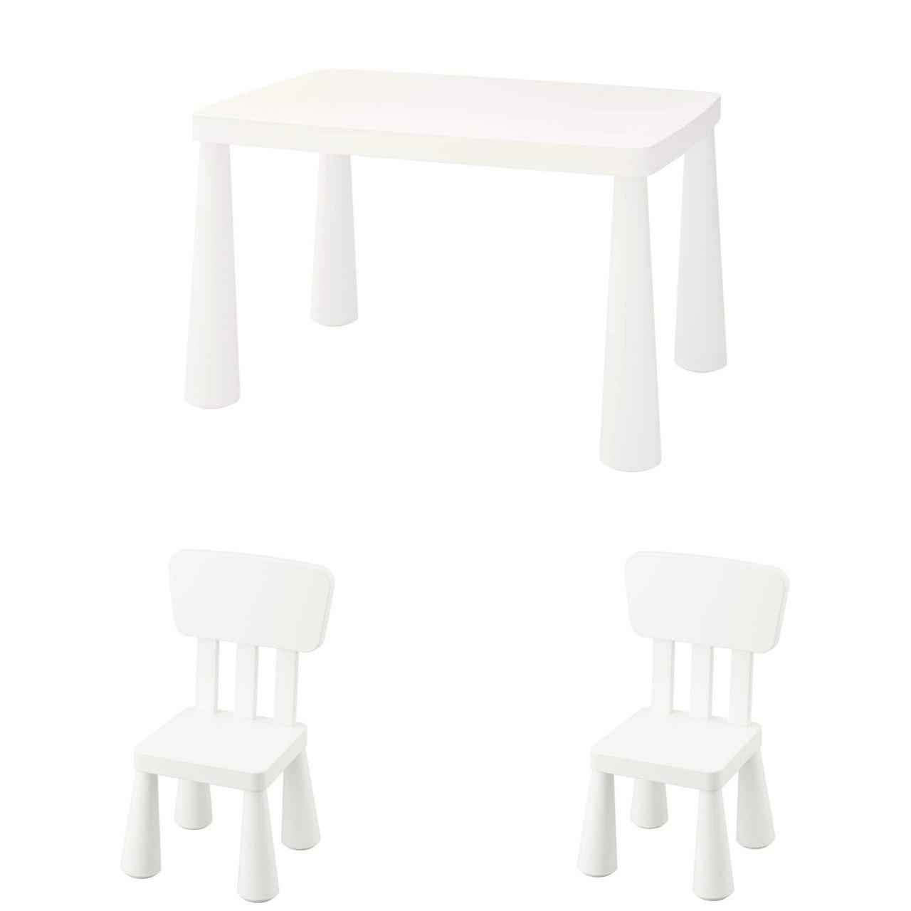 Набір! Дитячий стіл IKEA MAMMUT + 2 стільці IKEA MAMMUT. 3 предмети