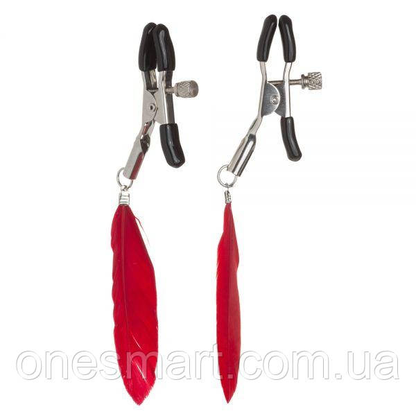 Затискачі на соски пір'їнки Nipple Play, Red