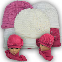 ОПТ Комплект - шапка и шарф для девочки, Grans (Польша), утеплитель флис, A642F (5шт/набор)