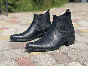Шкіряні черевики чоловічі козаки демі чорні або коричневі B0054-1