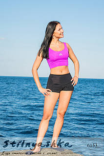 Костюм для pole dance топ фуксія з високими шортами