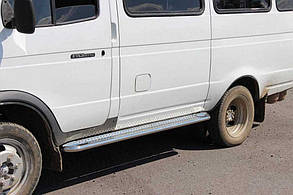 Бокові пороги KB001 (нерж) 60 мм для Газель, соболь 1998- рр