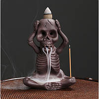 Подставка для благовоний Жидкий Дым "Скелет Ничего не слышу" керамика