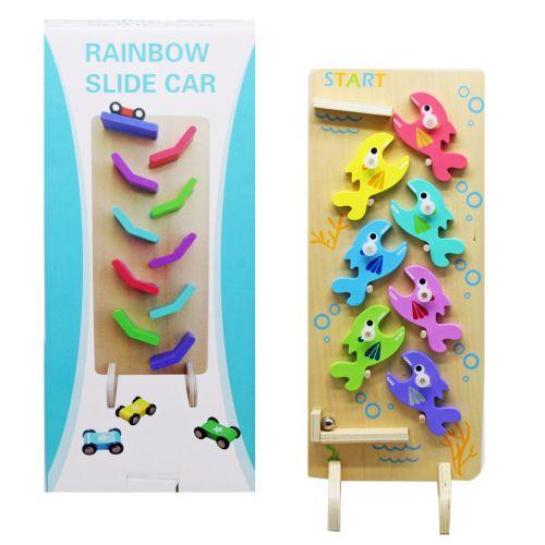 Дерев'яна гра 2в1 "Fish ball + Rainbow slide car", фото 1