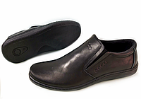 Туфли мужские кожаные на резинке прошитые классические, туфлі чоловічі шкіряні прошиті від виробника