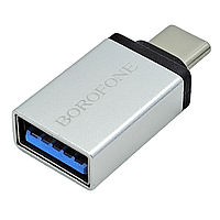 Перехідник OTG USB на Type-C Borofone BV3 (сталевий)