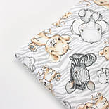 Фланель дитяча "Лев, зебра та слоники" на білому тлі №2103, фото 7