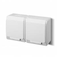 Розетка накладна 2-місна з кришкою біла Elektro-Plast Hermes IP44, 0325-02