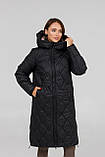 Куртка жіноча чорна зимова стьобана з поясом і капюшоном 42, фото 3