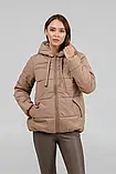 Куртка жіноча осіння коротка бежева з капюшоном 42, фото 3