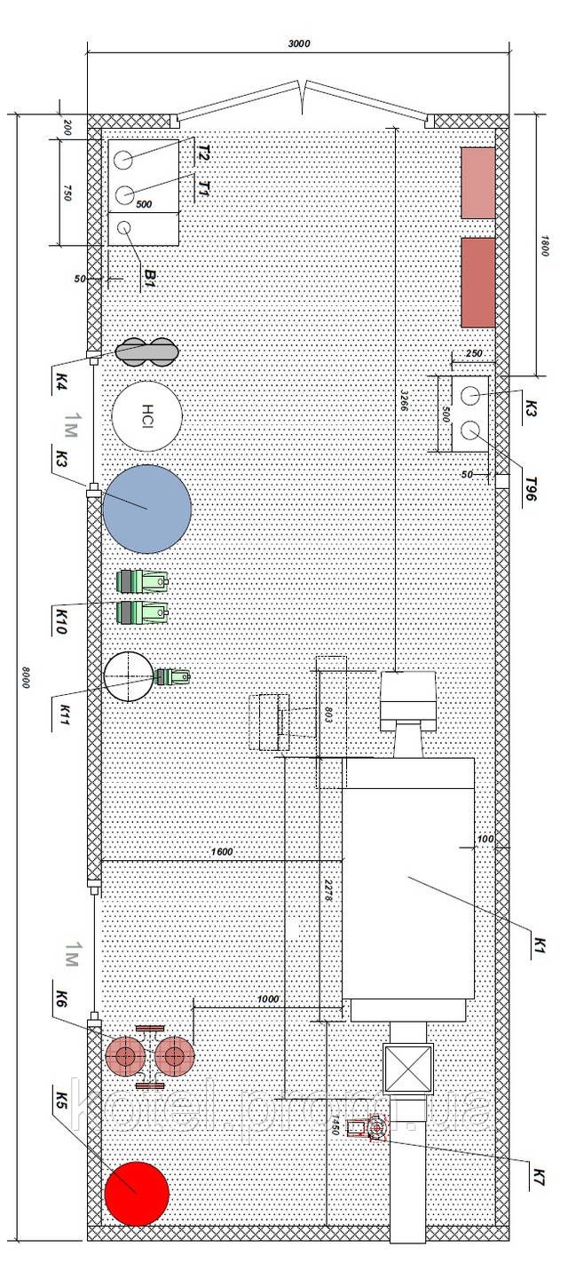Компоновка газовой котельной 1 Гкал с термоблоком КОЛВИ 1000Д