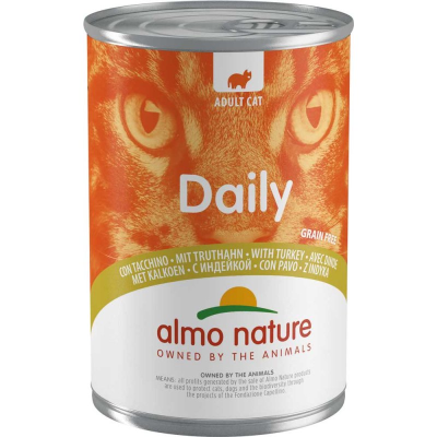 Консервований корм для дорослих котів Almo Nature (Альмо Натюр) Daily Cat Adult Turkey з індичкою 400 г, фото 1