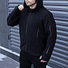 Толстовка чоловіча з флісу чорна кофта з капюшоном на блискавці однотонна утеплена, фото 3