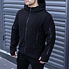 Толстовка чоловіча з флісу чорна кофта з капюшоном на блискавці однотонна утеплена, фото 6