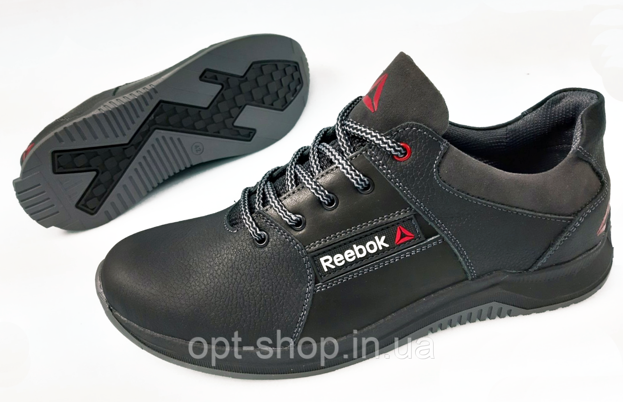 Кросівки чоловічі шкіряні Reebok copy чорні демісезонні весняні,кросівки чоловічі шкіряні чорні від виробника