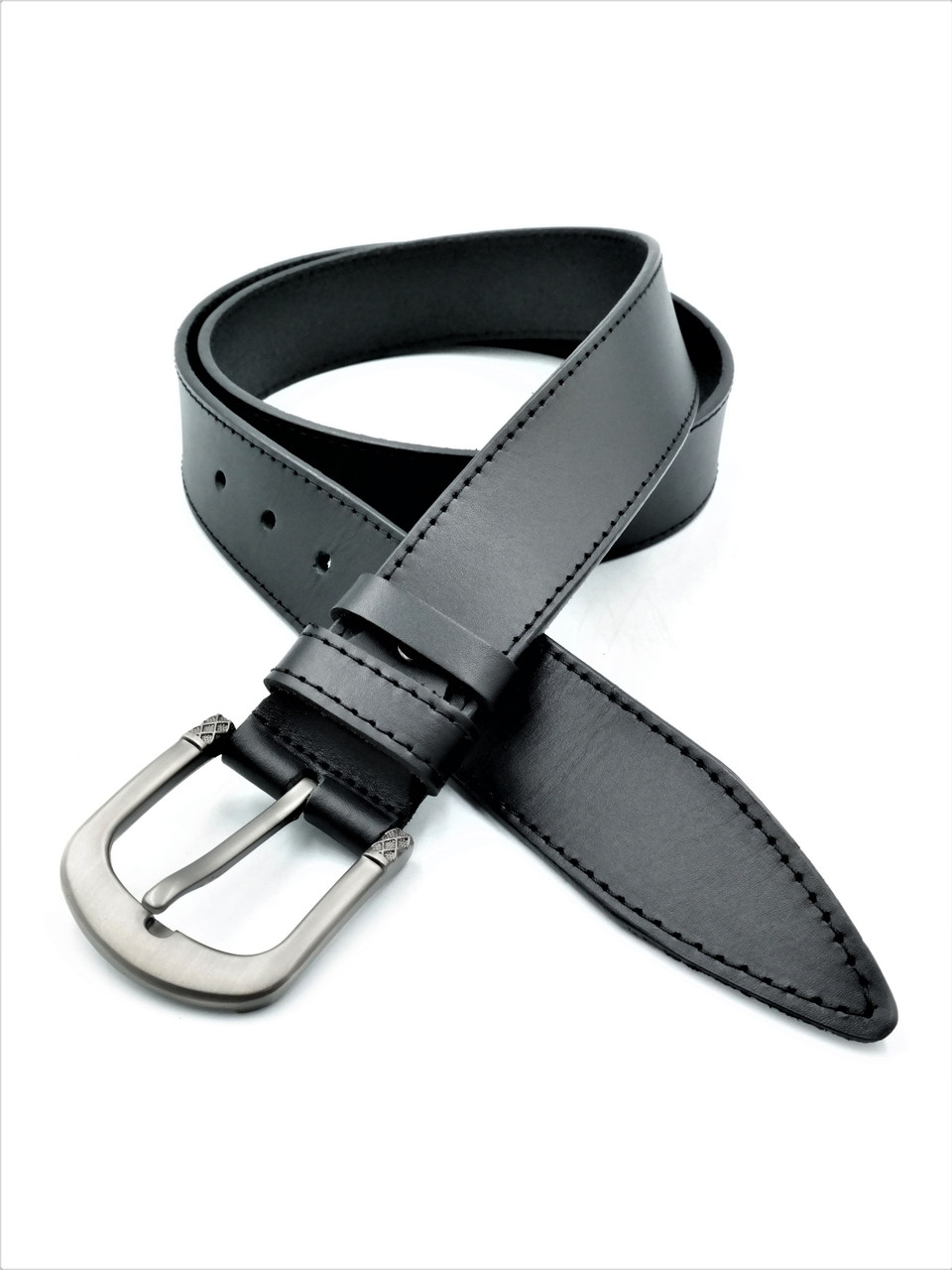 Чоловічий шкіряний ремінь Weatro 3,8 х 120 см Чорний ua-38mkr-0018-3, фото 1