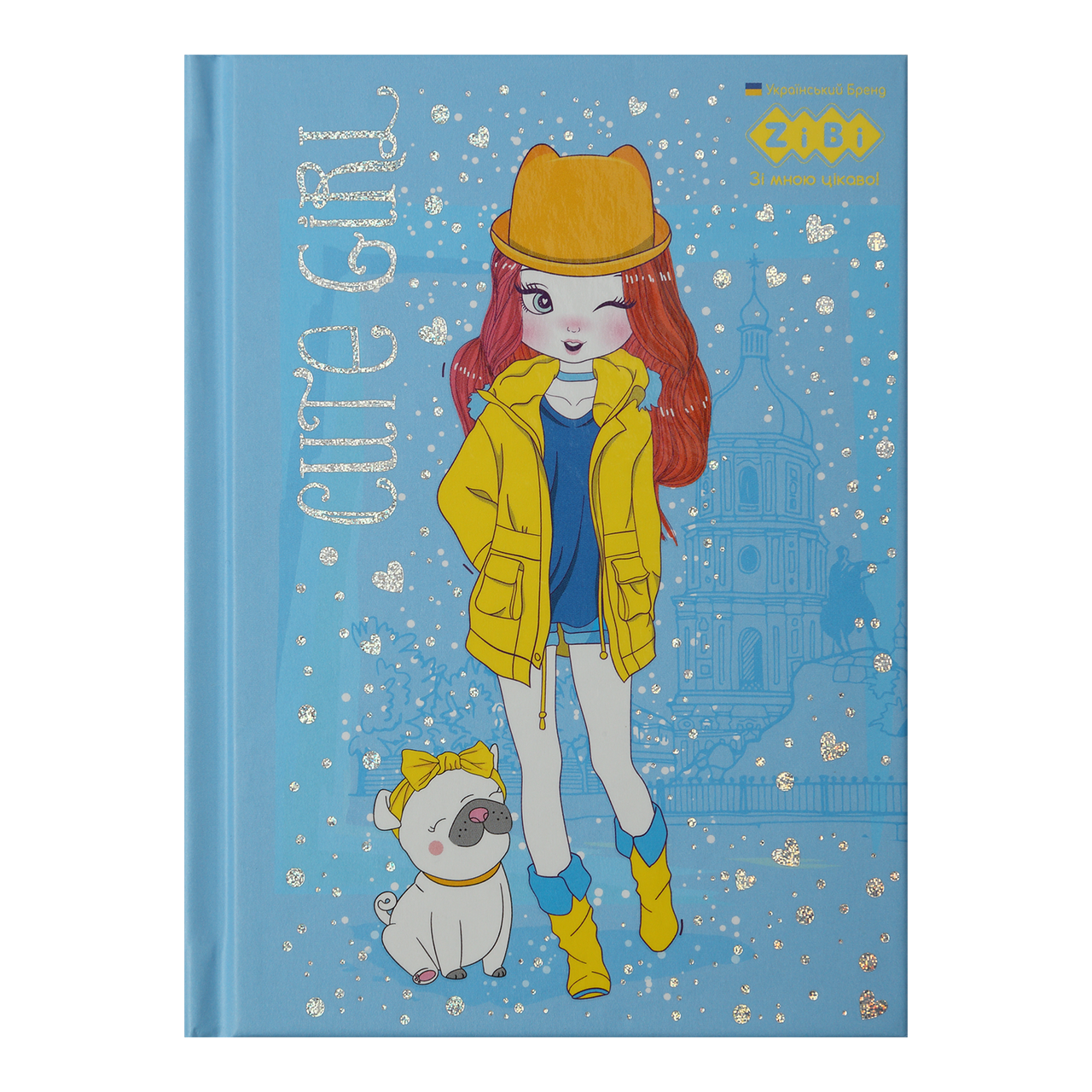 /Блокнот CUTE GIRL А6 64 л клітка тв обл мат ламін+лак жовтий KIDS Line