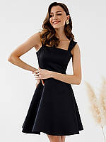 Витончене нарядне коктейльне плаття-міні на бретелях, чорне