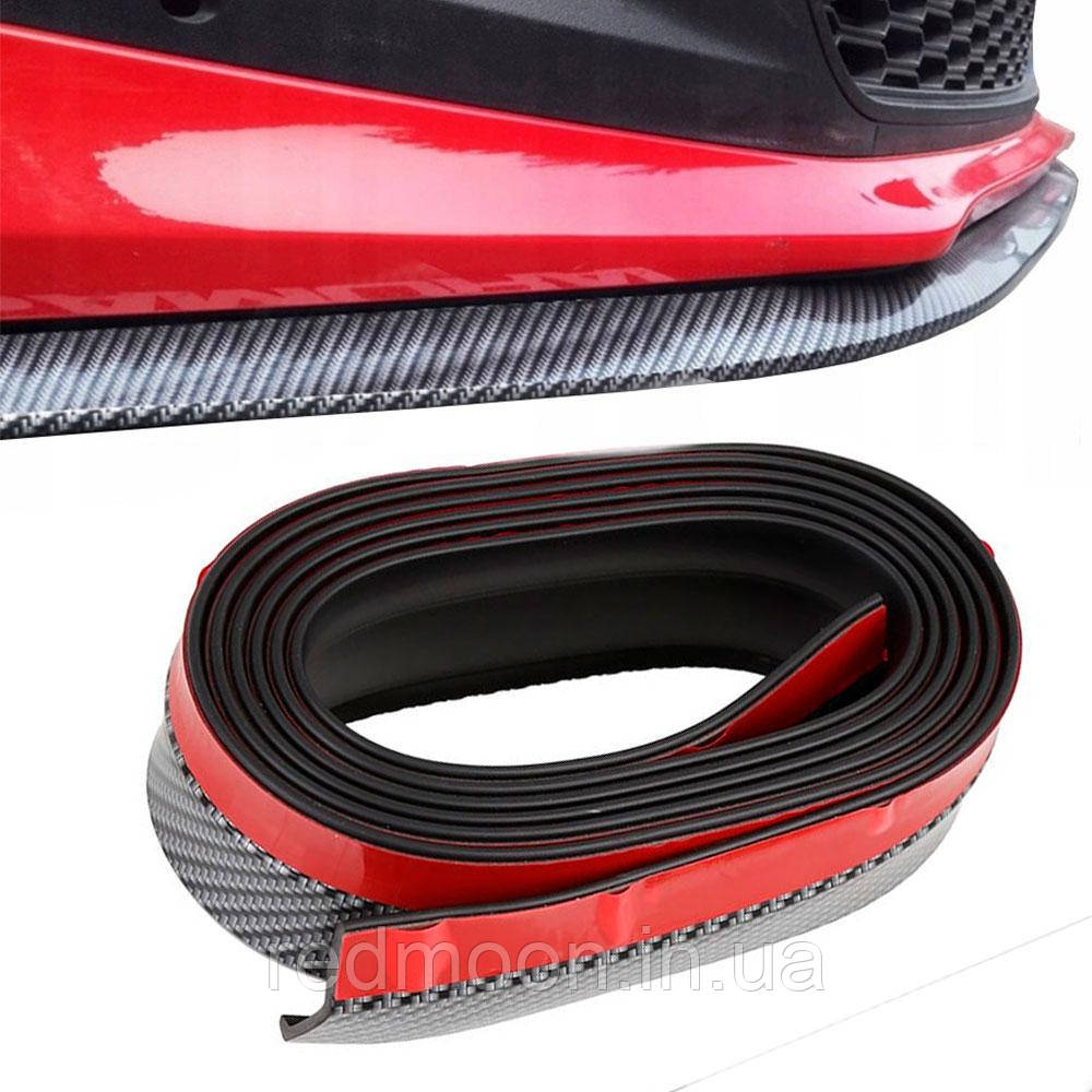 Молдинг на бампер (250х6 см) SAMURAI CARBON / Гумова губа на передній бампер / Молдинг автомобільний, фото 1