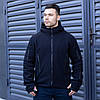 Толстовка чоловіча флісова темно синя кофта з капюшоном на блискавці однотонна утеплена чорна хакі, фото 3