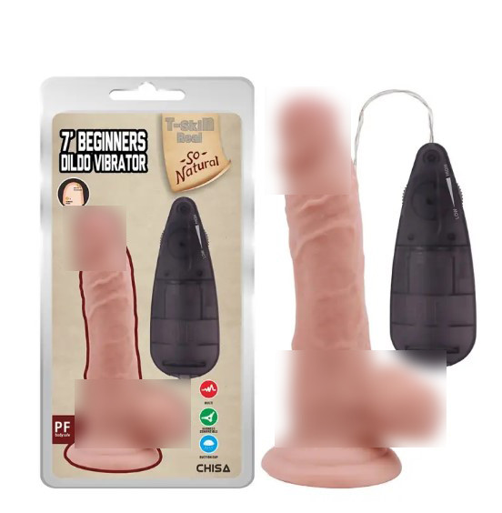 Реалістичний вібратор на присоску та пультом Beginners Dildo Vibrator Flesh, фото 1