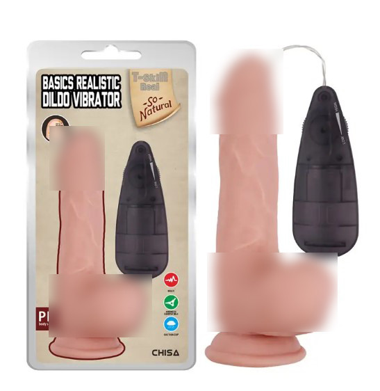 Вібратор із присоском і пультом Basics Realistic Dildo Vibrator Flesh, фото 1