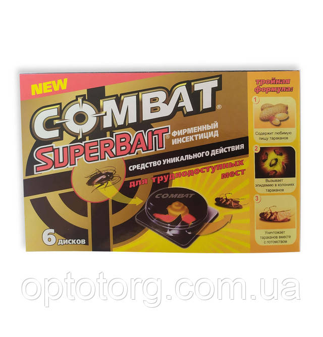 Диски інсектицидні від тарганів для важкодоступних місць 6шт Combat SuperBait Henkel Корея