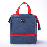 Містка термосумка Brivilas (23*16*26 см), Синя з червоними елементами