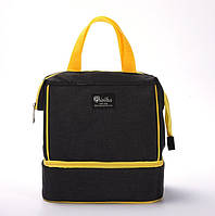 ТМістка термосумка Brivilas (23*16*26 см), чорна з жовтими елементами