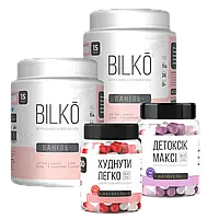 Комплект: Похудение без усилий: Протеин Bilko(30 порц. вкус на Ваш выбор) +"Худеть легко" +"Детоксик макси".