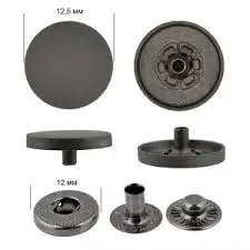 Кнопка гладка таблетка (нержавіюча сталь) 12 мм Чорний 100 шт