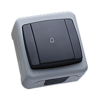 Кнопка дзвінка IP55 сірий MAKEL, накладний монтаж, зовнішній, пиловологозахищений, вуличний Макел