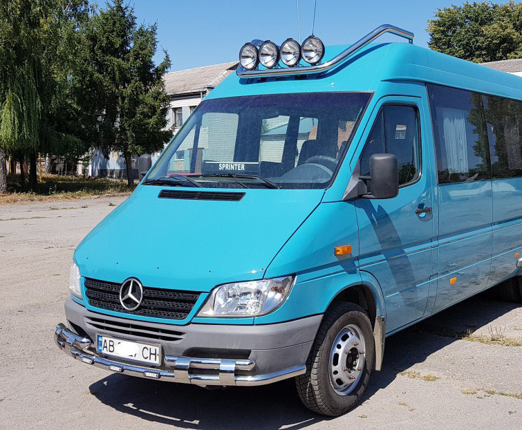 Передняя защита ST015-2 (нерж.) для Mercedes Sprinter 1995-2006 гг - фото 3 - id-p1936528373