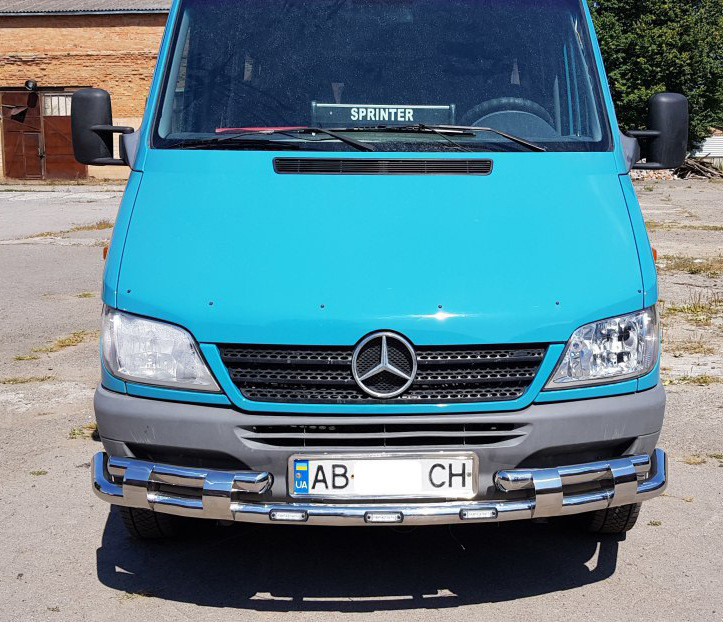 Передняя защита ST015-2 (нерж.) для Mercedes Sprinter 1995-2006 гг - фото 5 - id-p1936528373