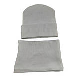 Шапка дитяча трикотажна подвійна демісезонна з хомутом дитячі головні убори білий (ШД411), фото 2