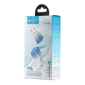МЗП Hoco C101A single port PD20W charger ( EU ) Ice Blue, фото 3