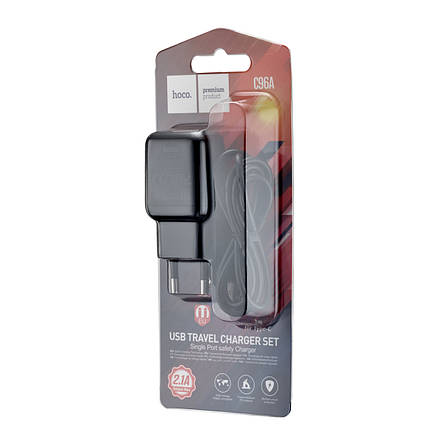 МЗП Hoco C96A single port charger set ( Type-C ) ( EU ) Black, фото 3