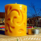 Воскова свічка "Урочиста куля" з натурального бджолиного воску, фото 6