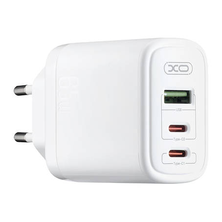 МЗП XO CE04 ( EU ) 65W Fast Charger ( TYPE-C PD65W / USB-A QC45W ) CE White, фото 1