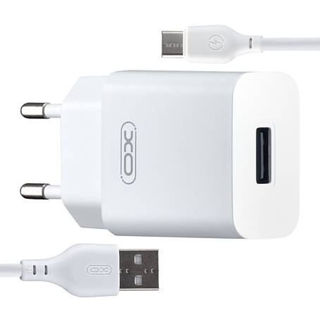 МЗП XO L99 ( EU ) 2.4A Home charger with TYPE-C cable ( NB103 ) White, фото 1