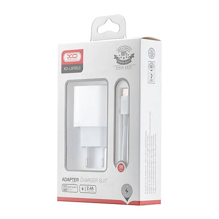 МЗП XO L97 A + C dual port Home charger with Type-c cable ( NB103 ) White, фото 3