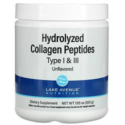Гідролізовані пептиди колагену Lake Avenue Nutrition Hydrolyzed Collagen Peptides Type 1 & 3 (200 грам.)