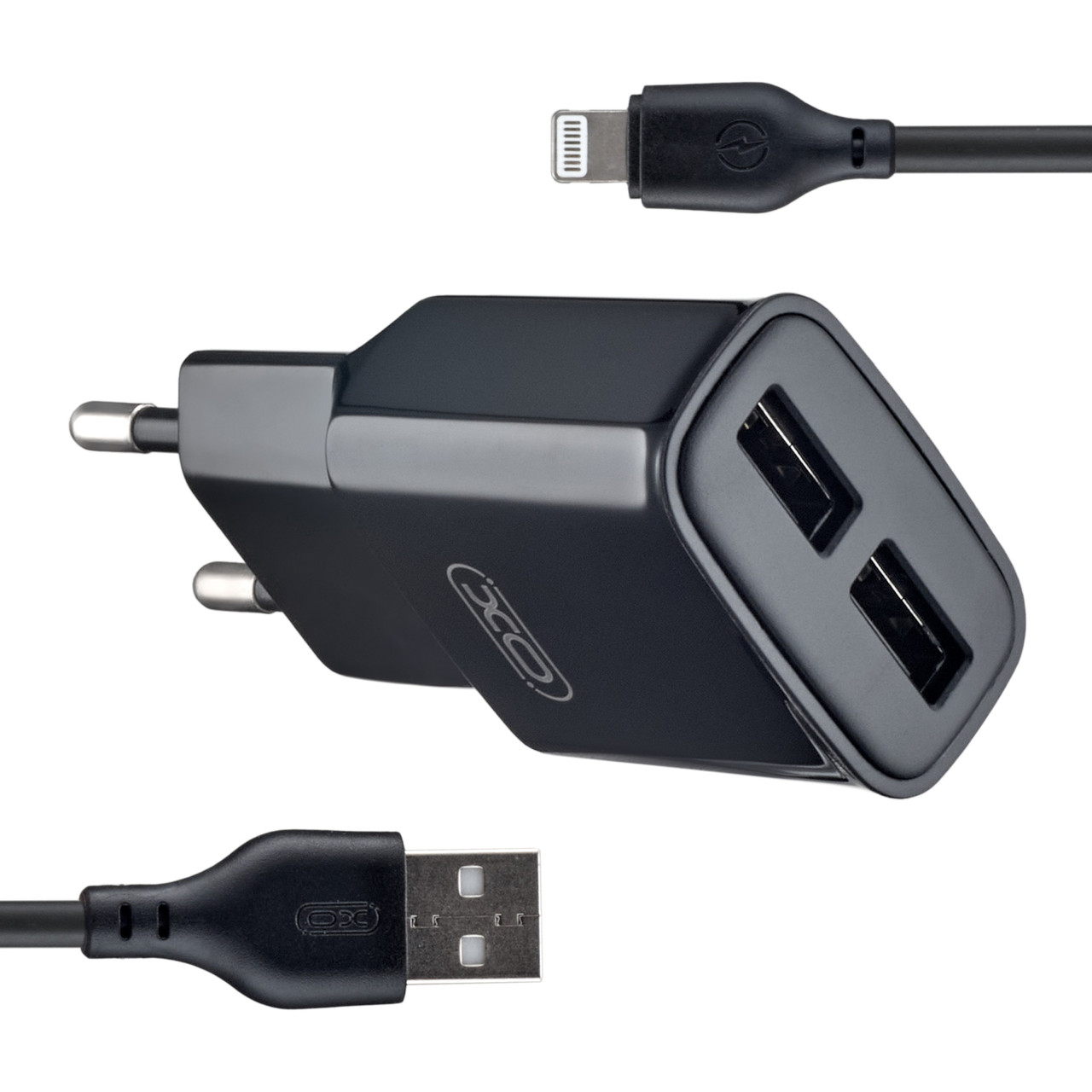 МЗП XO L92C EU dual 2.4A Charger with Lightning cable ( NB103 ) Black