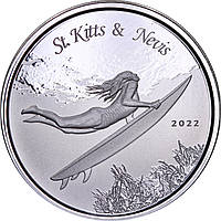 Серебряная монета 1oz Сент-Китс и Невис 2 доллара 2022 Восточные Карибы