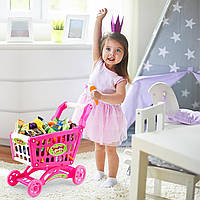 Розвиваюча іграшка deAO Shopping Cart for Kids with Food Shopping Cartley for Toy Store Kitchen 65 Pieces (Pink)Развивающая игрушк