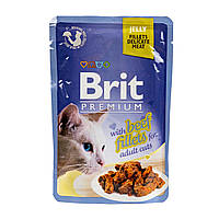 Влажный корм для кошек Brit Premium Cat Pouch, филе говядины в желе, 85 г (103339)