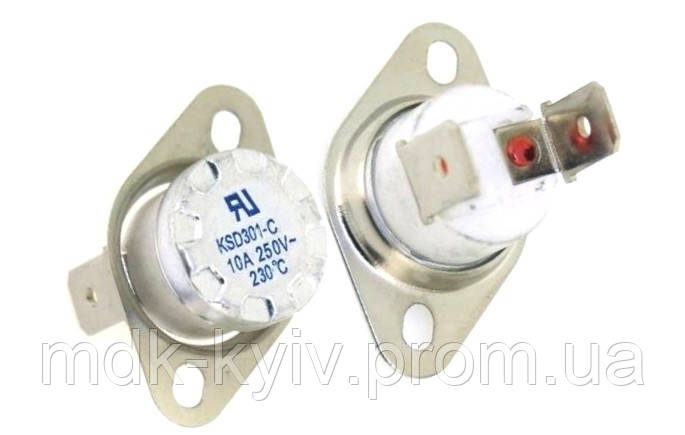 KSD301 230°C 10А LBVL NC — самовідновлюваний керамічний термовимикач, нормально-закритий, 250В, фото 1