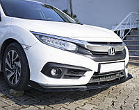 Накладка на передній бампер ЛИП V1 (чорна) для Honda Civic Sedan X 2016-2021 рр