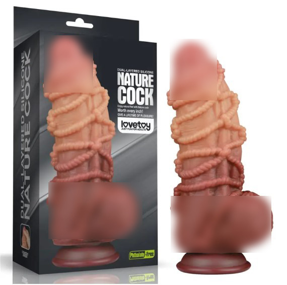 Фалоїмітатор рельєфний Dual layered Platinum Silicone Cock with Rope 9.5 | Limon