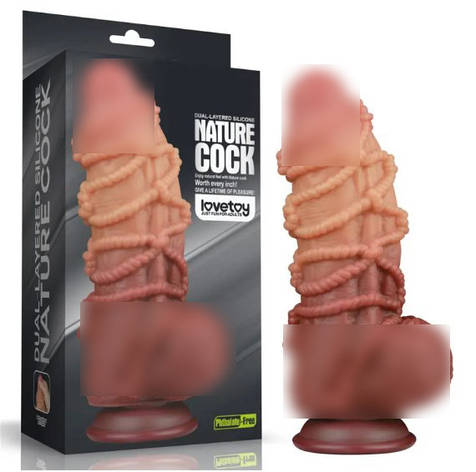 Фалоїмітатор рельєфний Dual layered Platinum Silicone Cock with Rope 9.5 | Limon, фото 1